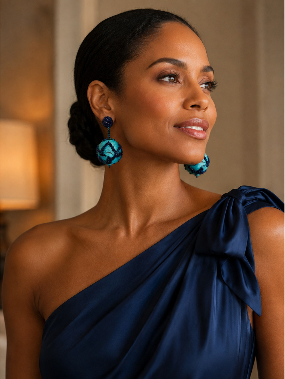 Oscar de la Renta Beaded Drop Clip Earrings